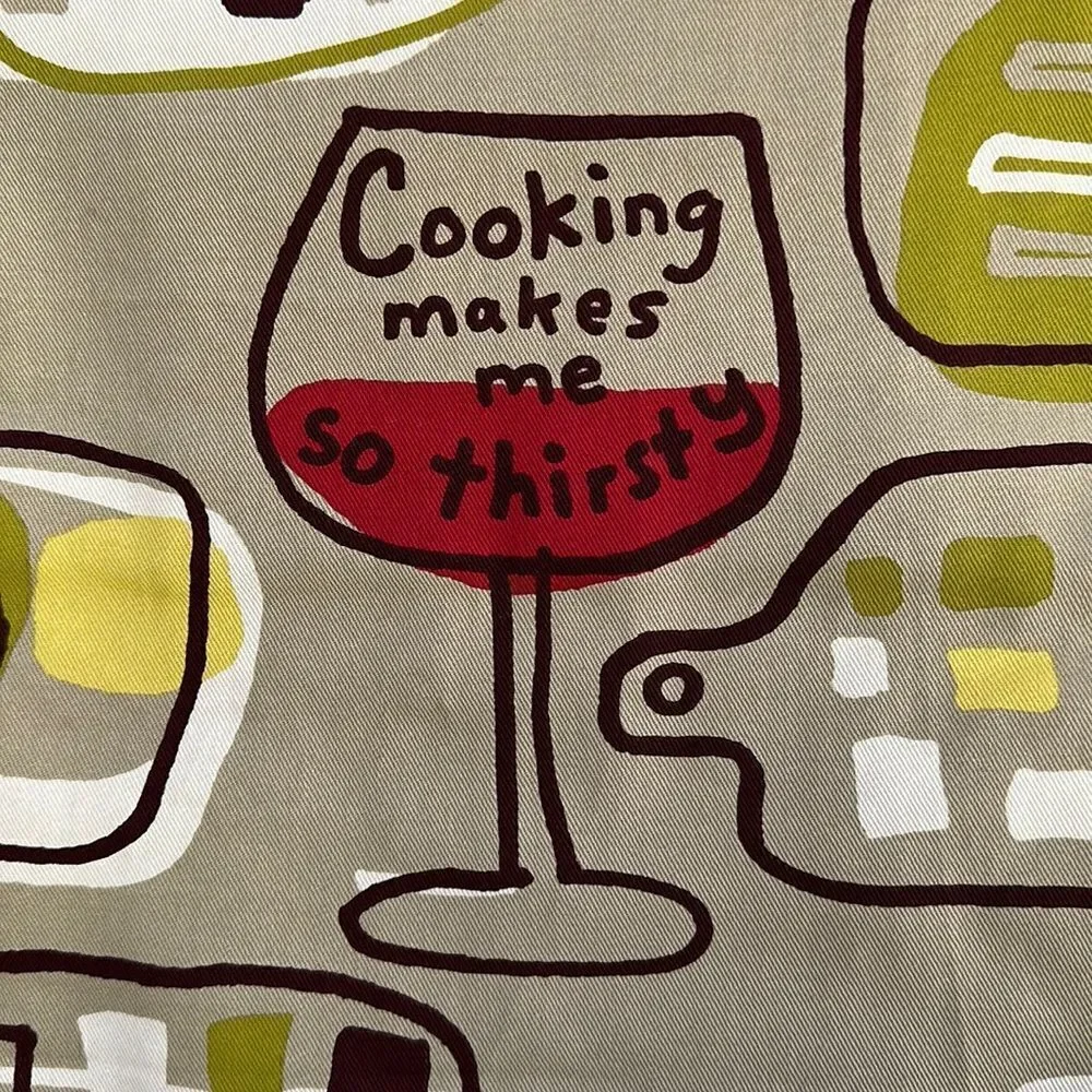 Blue Q Cotton Apron Cooking Makes Me Thirsty Wine